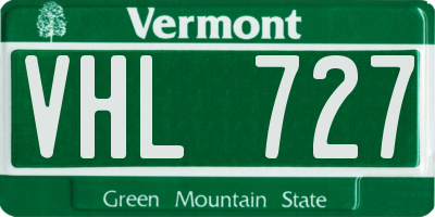 VT license plate VHL727