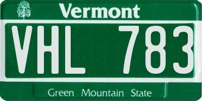 VT license plate VHL783