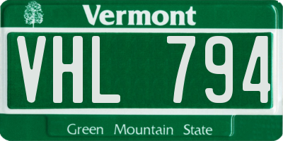 VT license plate VHL794