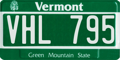 VT license plate VHL795