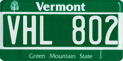 VT license plate VHL802