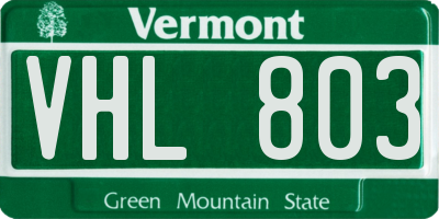 VT license plate VHL803