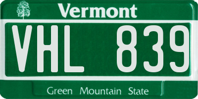 VT license plate VHL839