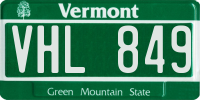 VT license plate VHL849