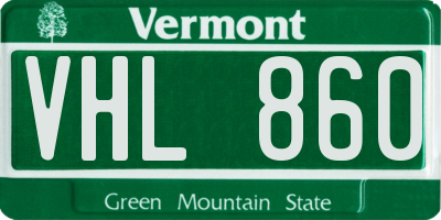 VT license plate VHL860