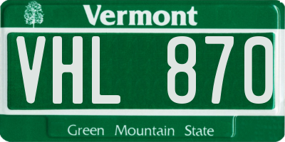 VT license plate VHL870