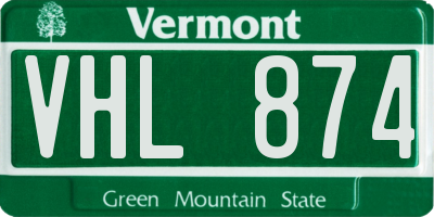 VT license plate VHL874