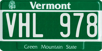 VT license plate VHL978