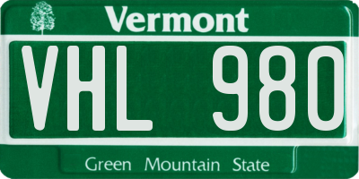 VT license plate VHL980