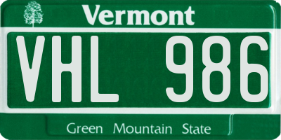 VT license plate VHL986