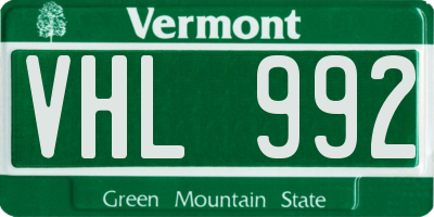 VT license plate VHL992