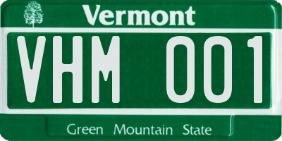 VT license plate VHM001