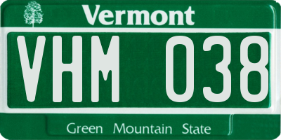 VT license plate VHM038