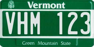 VT license plate VHM123