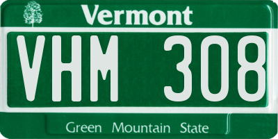 VT license plate VHM308