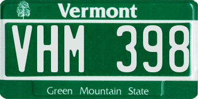 VT license plate VHM398