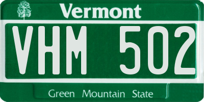 VT license plate VHM502