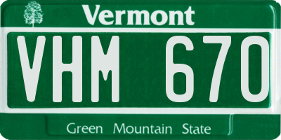 VT license plate VHM670