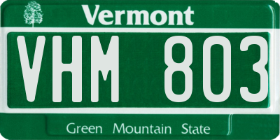 VT license plate VHM803