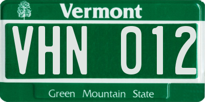 VT license plate VHN012