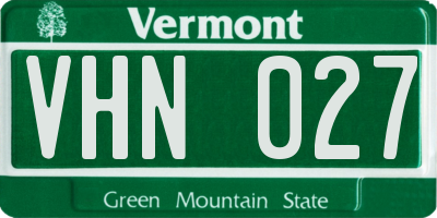 VT license plate VHN027