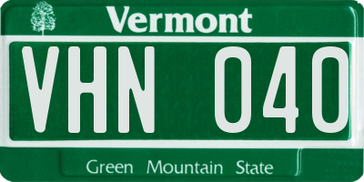 VT license plate VHN040