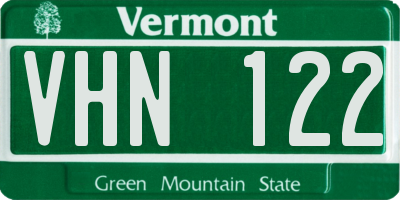VT license plate VHN122