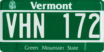 VT license plate VHN172