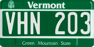 VT license plate VHN203