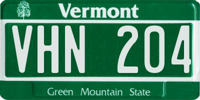 VT license plate VHN204