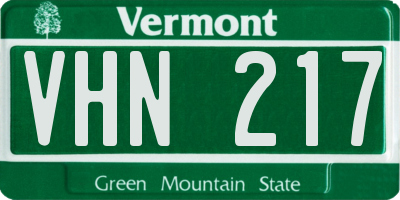 VT license plate VHN217
