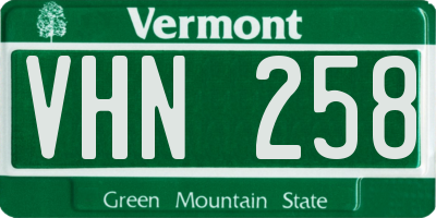 VT license plate VHN258