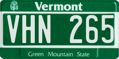 VT license plate VHN265