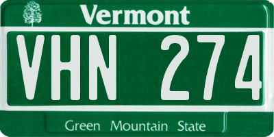 VT license plate VHN274