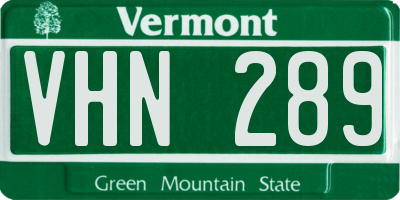 VT license plate VHN289
