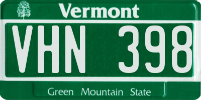 VT license plate VHN398
