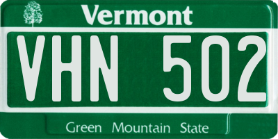 VT license plate VHN502