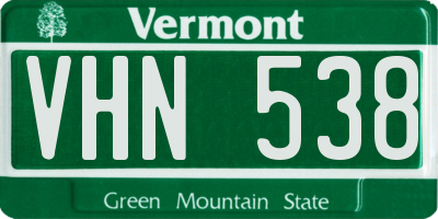 VT license plate VHN538