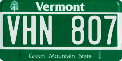 VT license plate VHN807