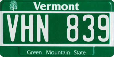 VT license plate VHN839
