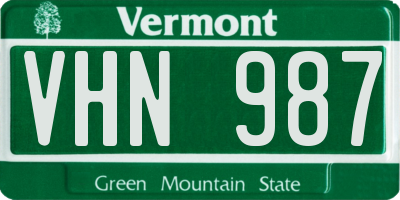VT license plate VHN987