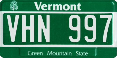 VT license plate VHN997