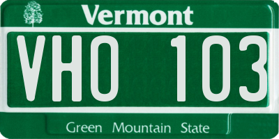 VT license plate VHO103