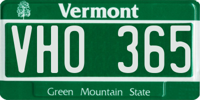 VT license plate VHO365