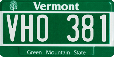 VT license plate VHO381