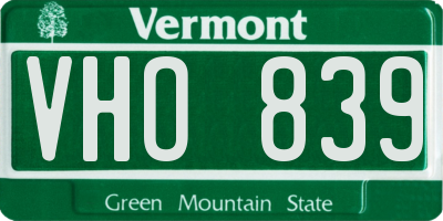VT license plate VHO839
