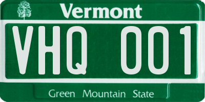 VT license plate VHQ001