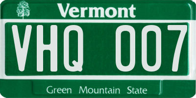 VT license plate VHQ007