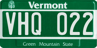 VT license plate VHQ022