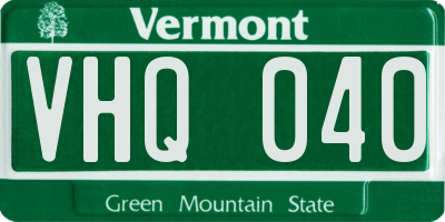 VT license plate VHQ040